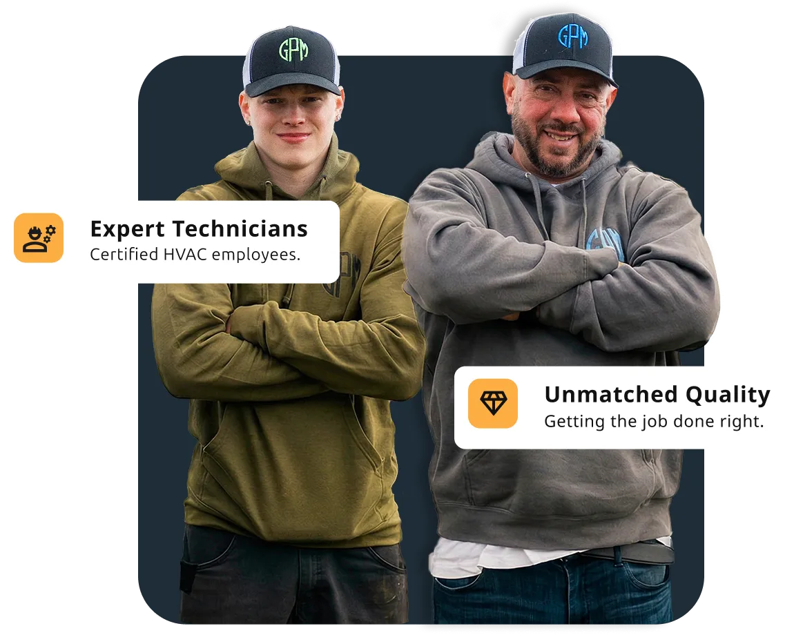 Two HVAC employees next to each other