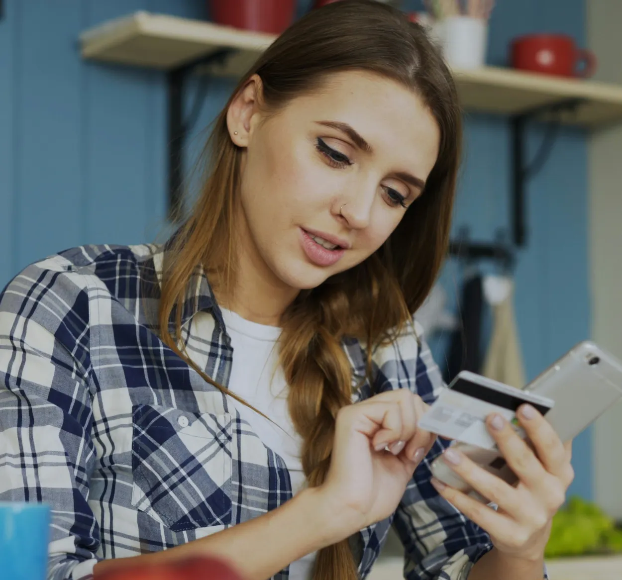 Woman examining financial budget for new HVAC system