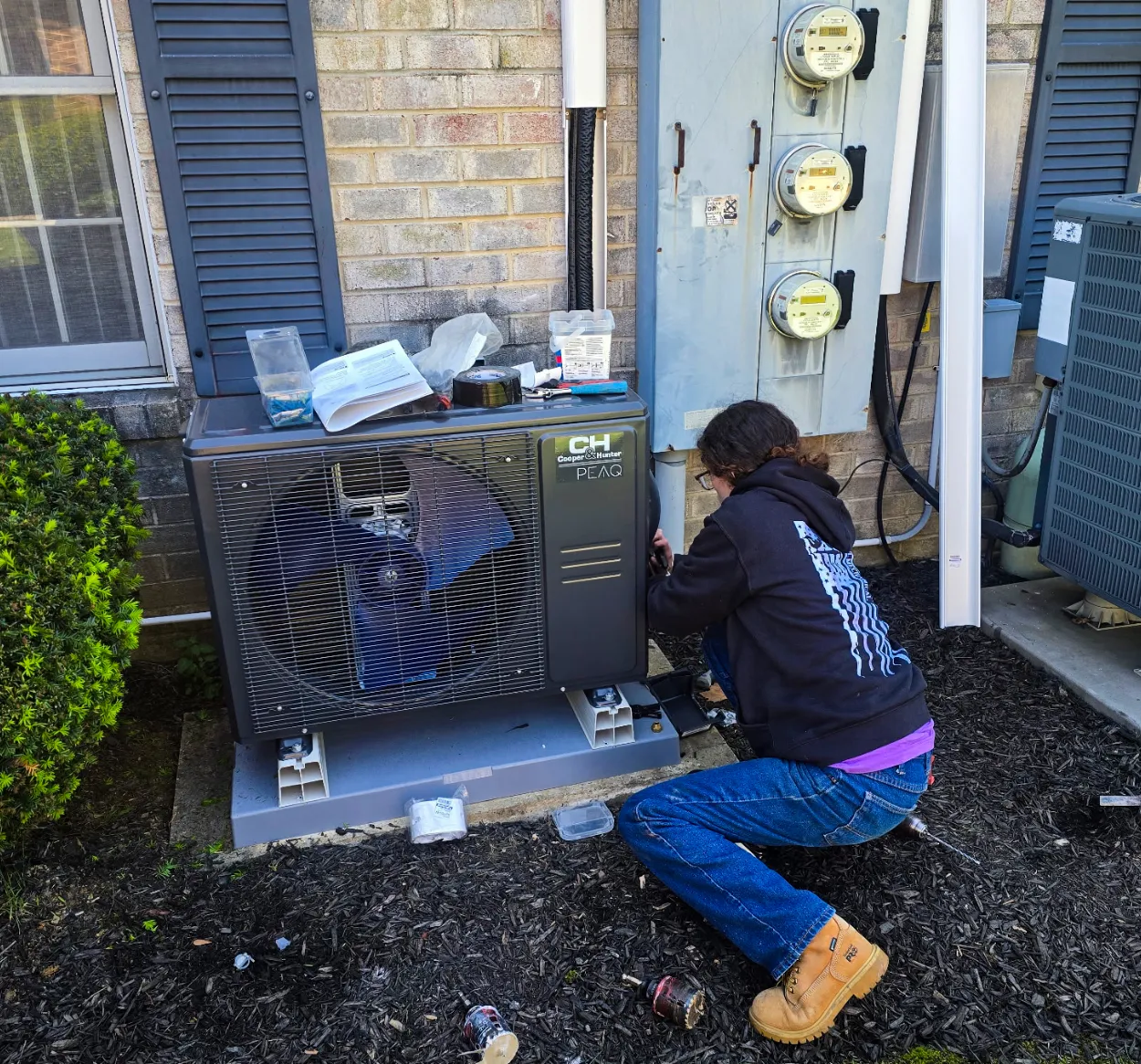 Mr. Splits technician working on home HVAC unit